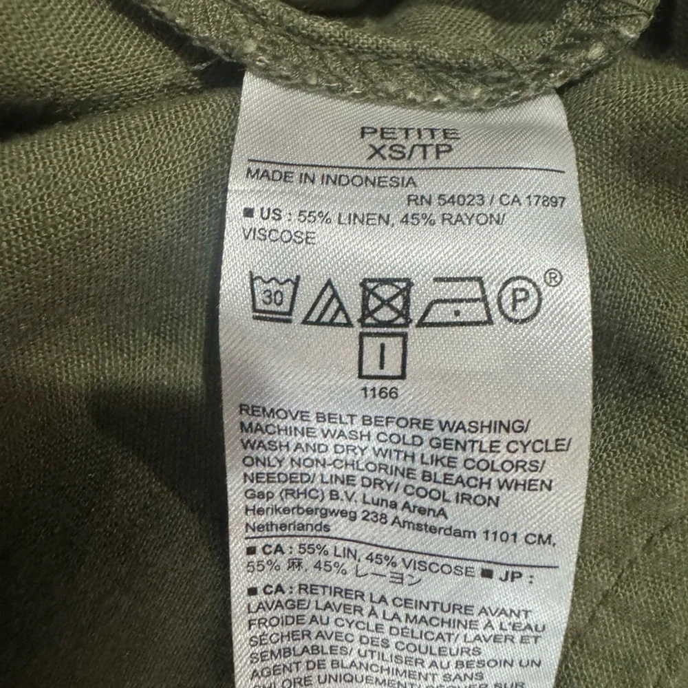 Banana Republic XS Petite Olive Linen Blend Belted Utility Romper